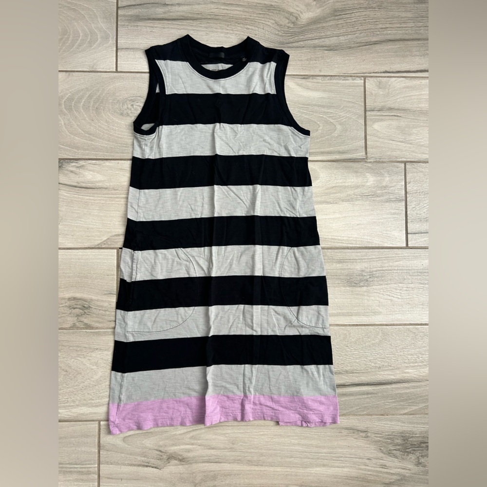 ATM Anthony Thomas Melillo Black and Gray Striped Midi Dress MN
